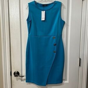 SHEILAY size L turquoise, sleeveless button, detail, dress